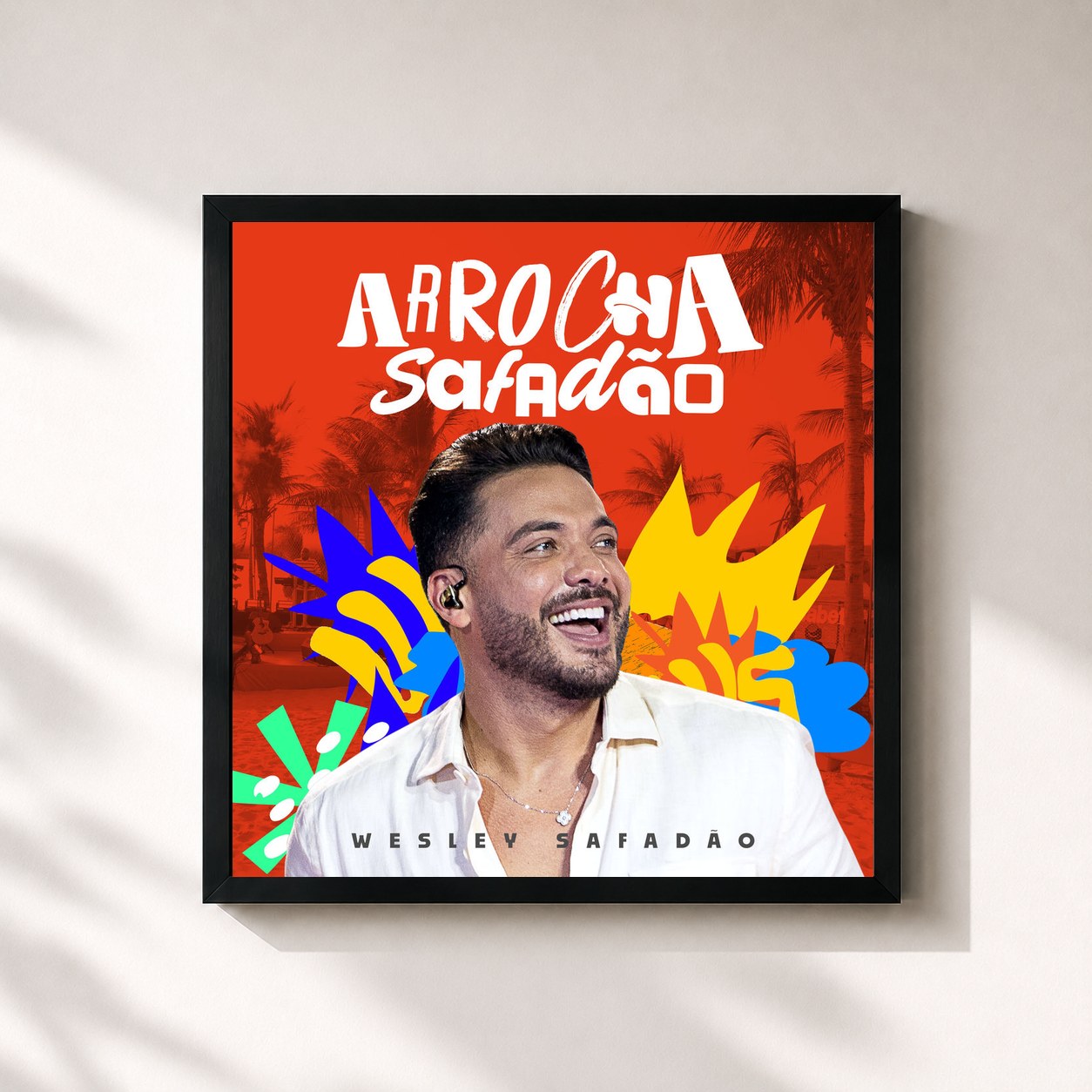 #noir Tableau carré de l'album Arrocha Safadão de Wesley Safadão, cadre noir 32x32 cm