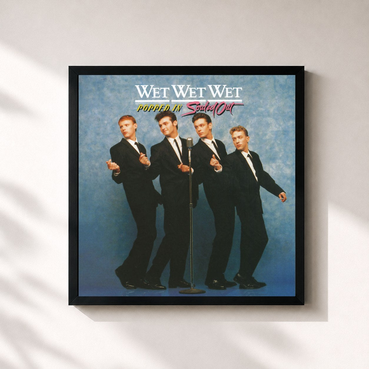 #noir Tableau carré de l'album Popped In Souled Out de Wet Wet Wet, cadre noir 32x32 cm