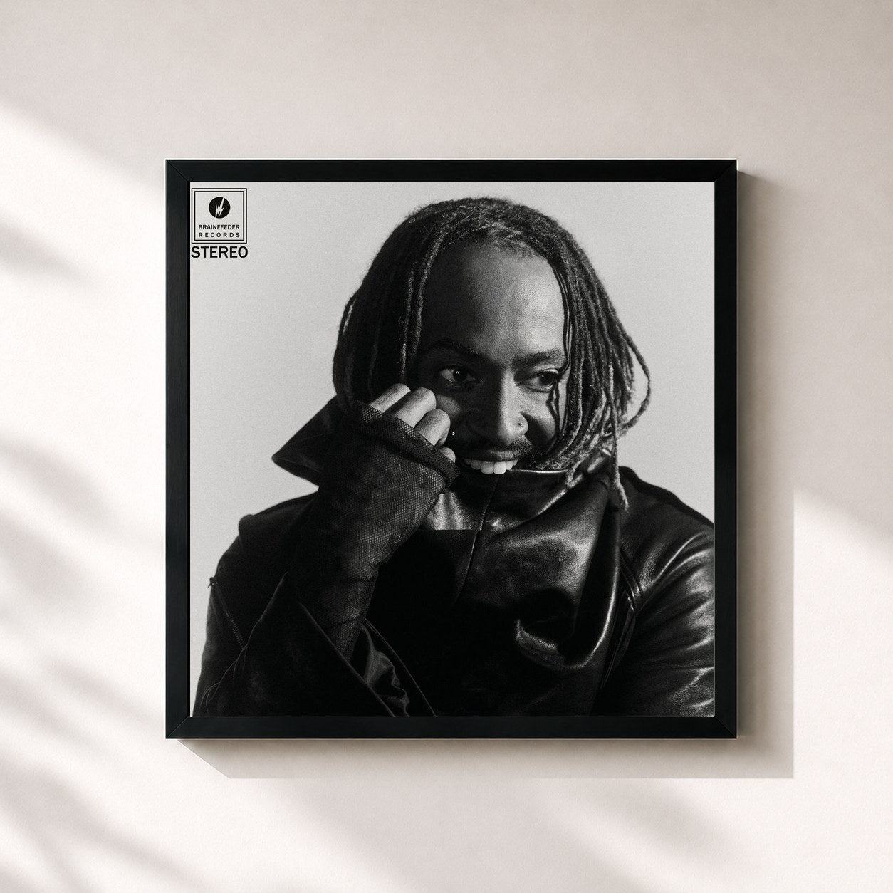 #noir Tableau carré de l'album Distracted de Thundercat, cadre noir 32x32 cm