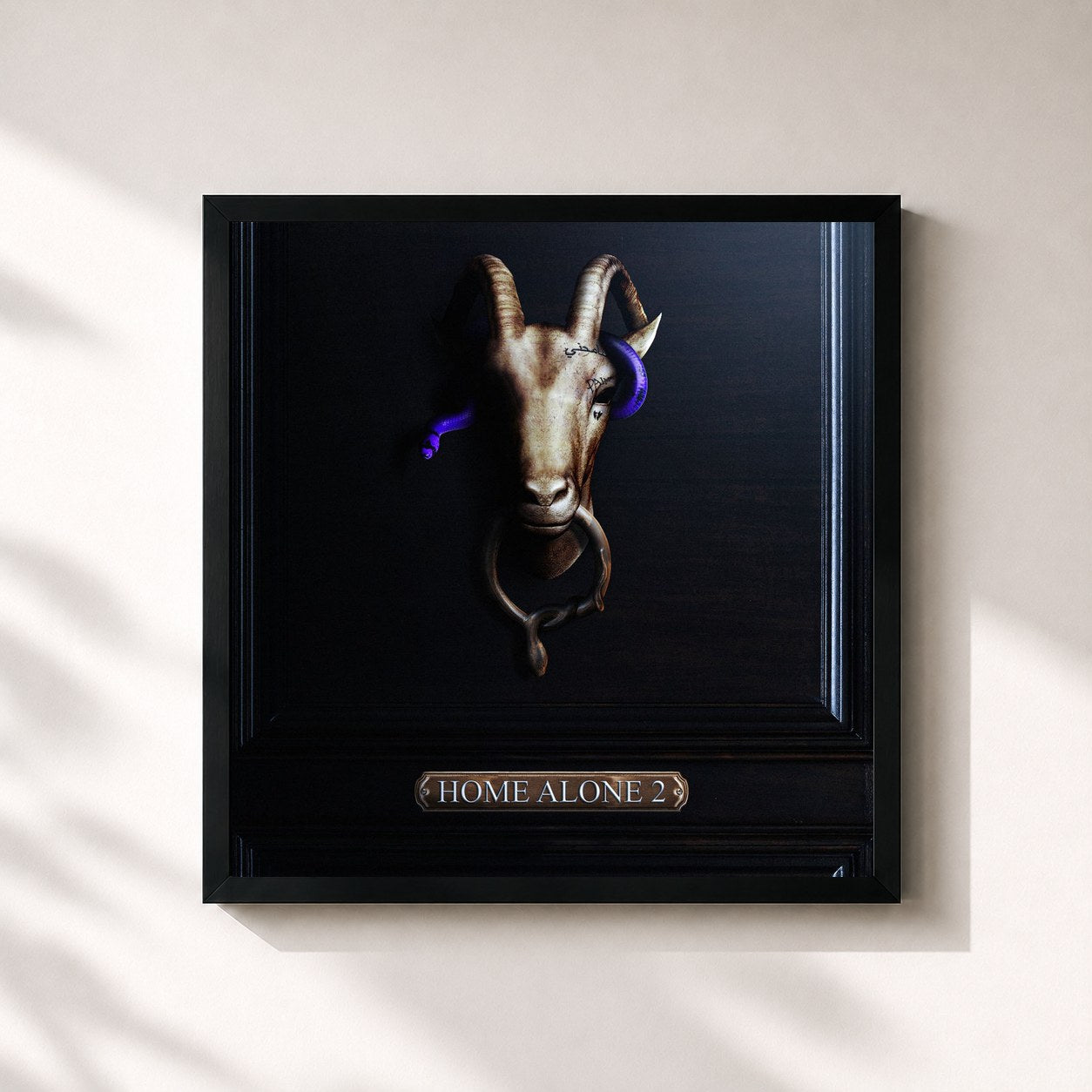 #noir Tableau carré de l'album Home Alone 2 de D-Block Europe, cadre noir 32x32 cm