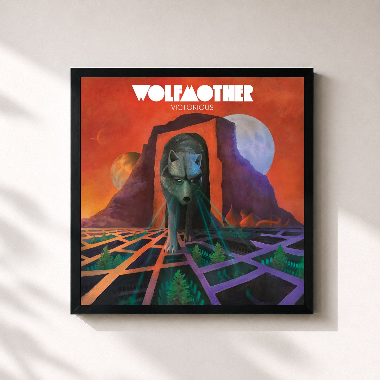 #noir Tableau carré de l'album Victorious de Wolfmother, cadre noir 32x32 cm