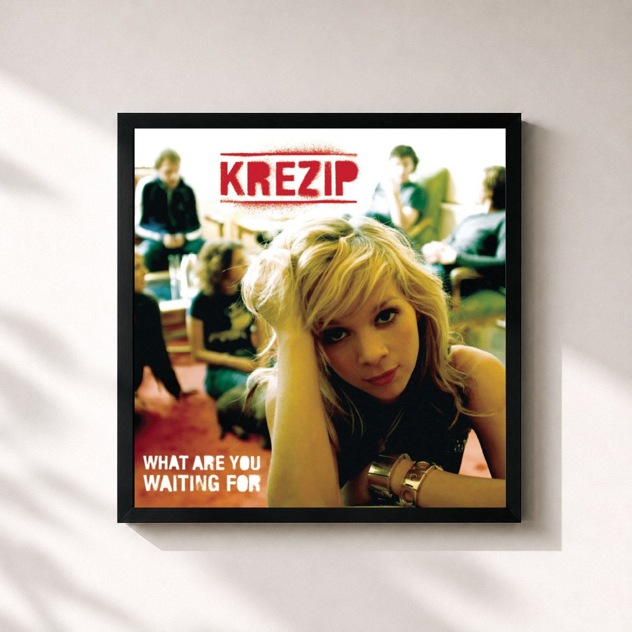 #noir Tableau carré de l'album What Are You Waiting For de Krezip, cadre noir 32x32 cm