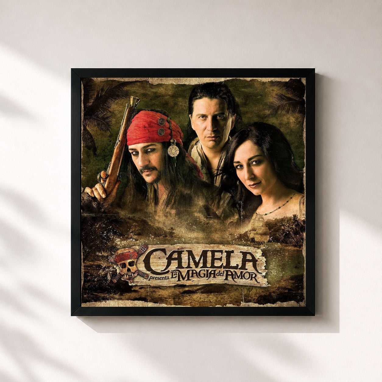 #noir Tableau carré de l'album La Magia Del Amor de Camela, cadre noir 32x32 cm