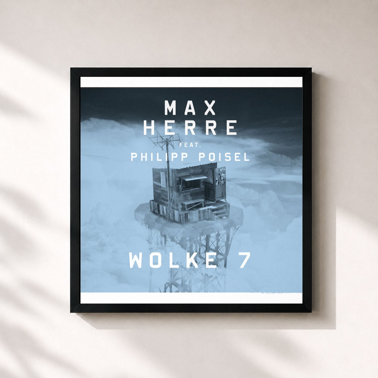 #noir Tableau carré de l'album Wolke 7 de Max Herre, cadre noir 32x32 cm