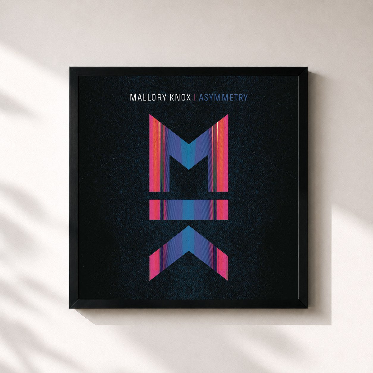 #noir Tableau carré de l'album Asymmetry de Mallory Knox, cadre noir 32x32 cm