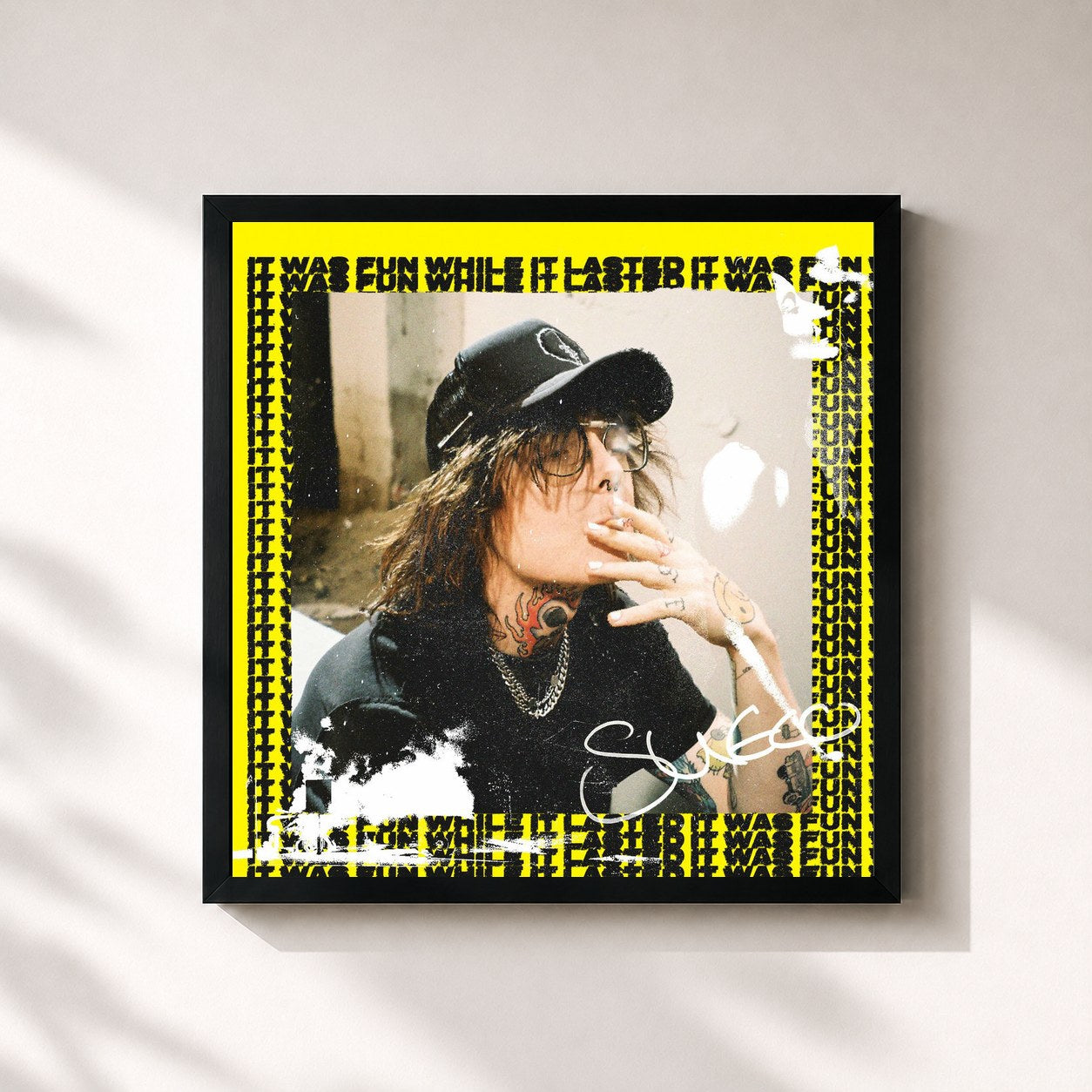 #noir Tableau carré de l'album It Was Fun While It Lasted de Sueco, cadre noir 32x32 cm