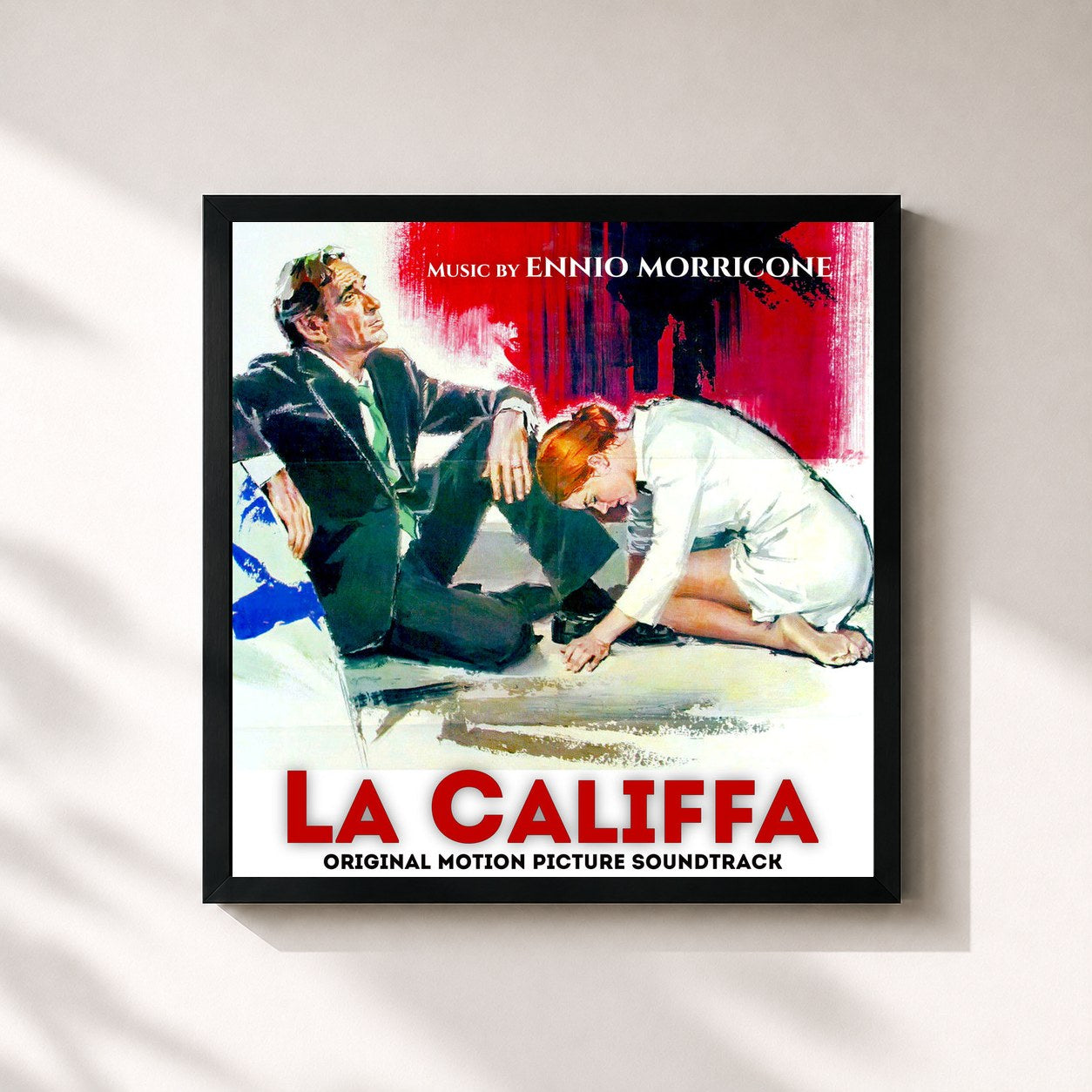 #noir Tableau carré de l'album La Califfa - The Lady Caliph (Original Motion Picture Soundtrack) de Ennio Morricone, cadre noir 32x32 cm