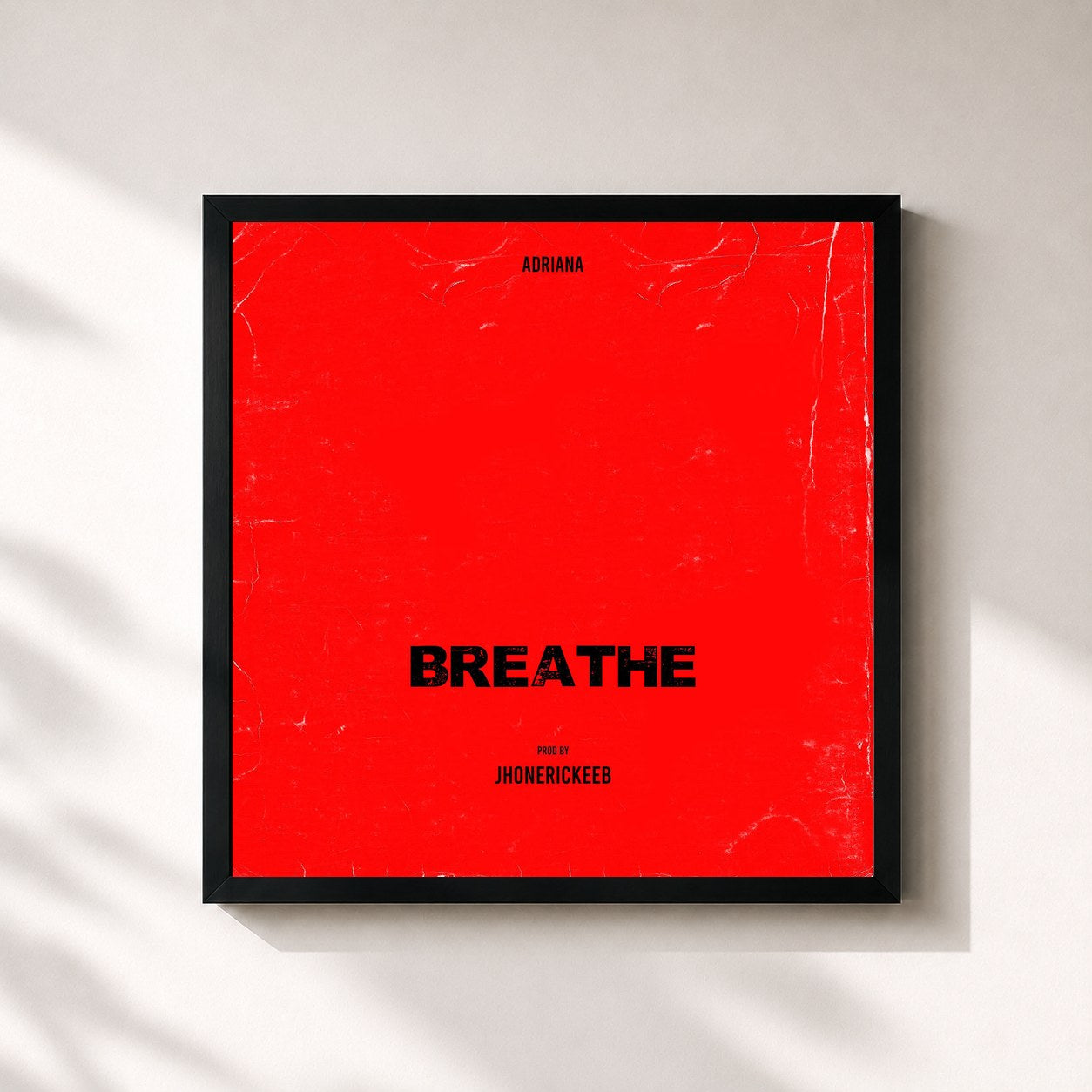 #noir Tableau carré de l'album Breathe de Adriana, cadre noir 32x32 cm