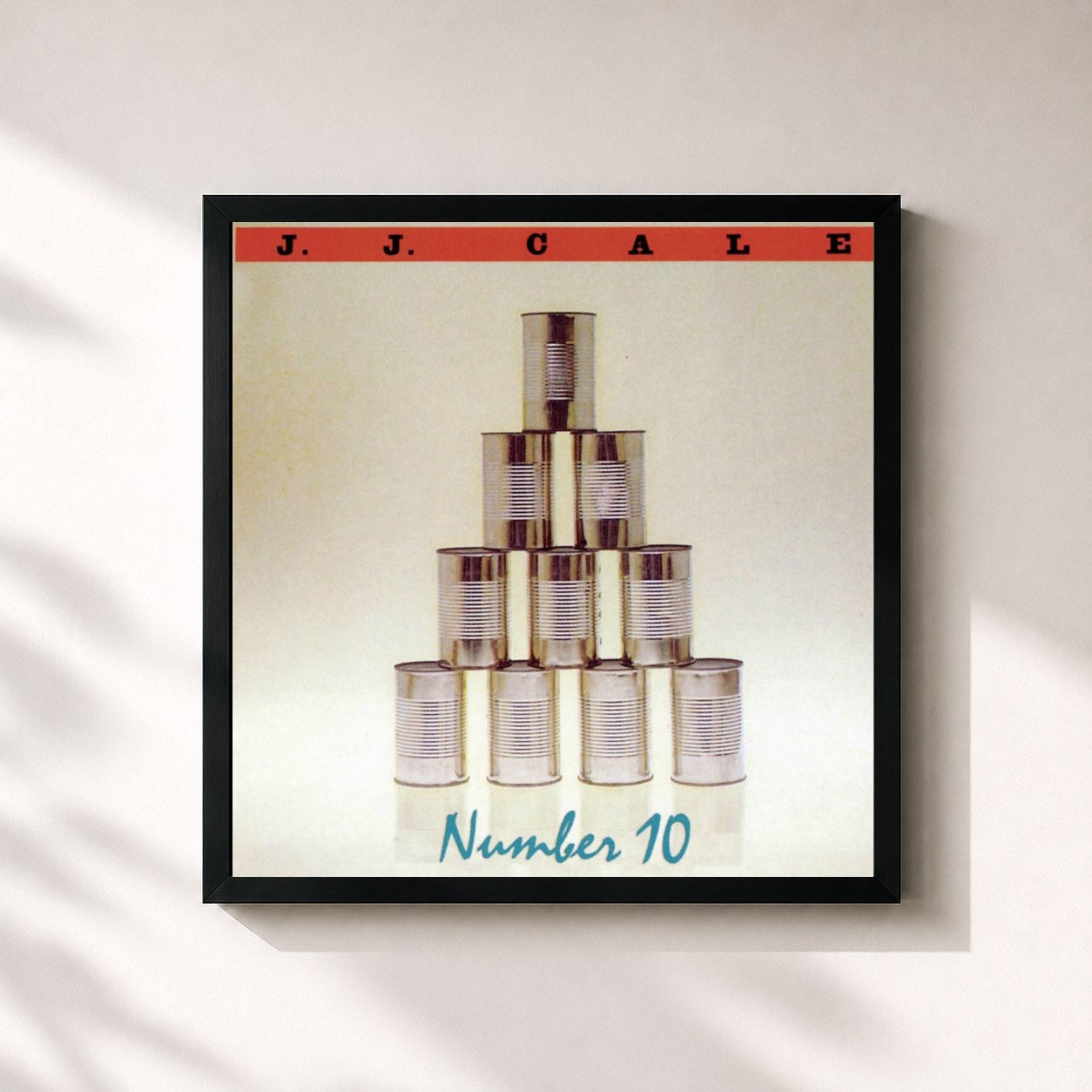 #noir Tableau carré de l'album Number 10 de J.J. Cale, cadre noir 32x32 cm