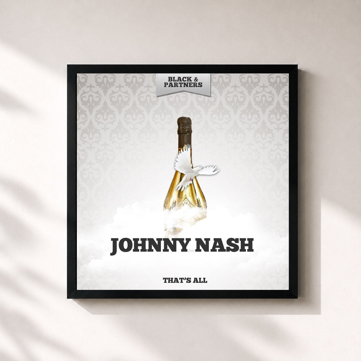 #noir Tableau carré de l'album That's All de Johnny Nash, cadre noir 32x32 cm