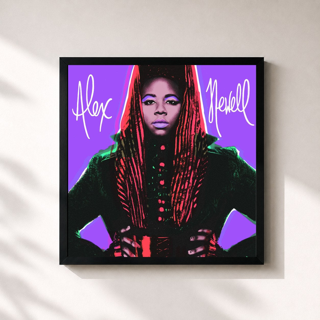 #noir Tableau carré de l'album POWER de Alex Newell, cadre noir 32x32 cm
