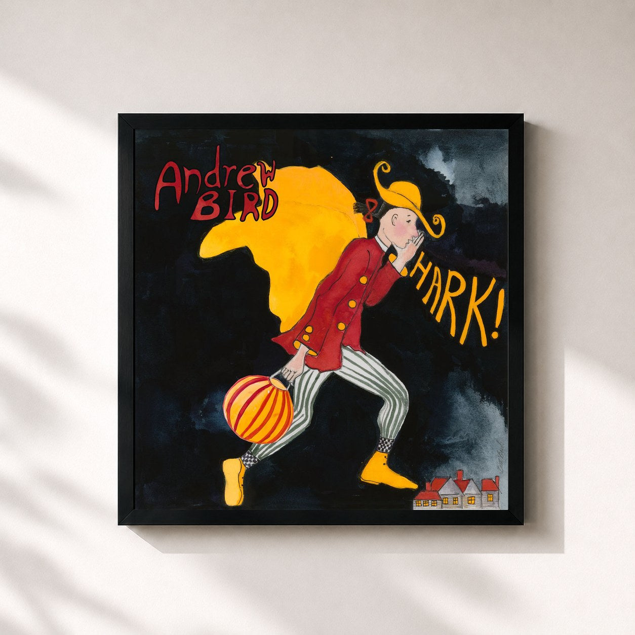 #noir Tableau carré de l'album HARK! de Andrew Bird, cadre noir 32x32 cm