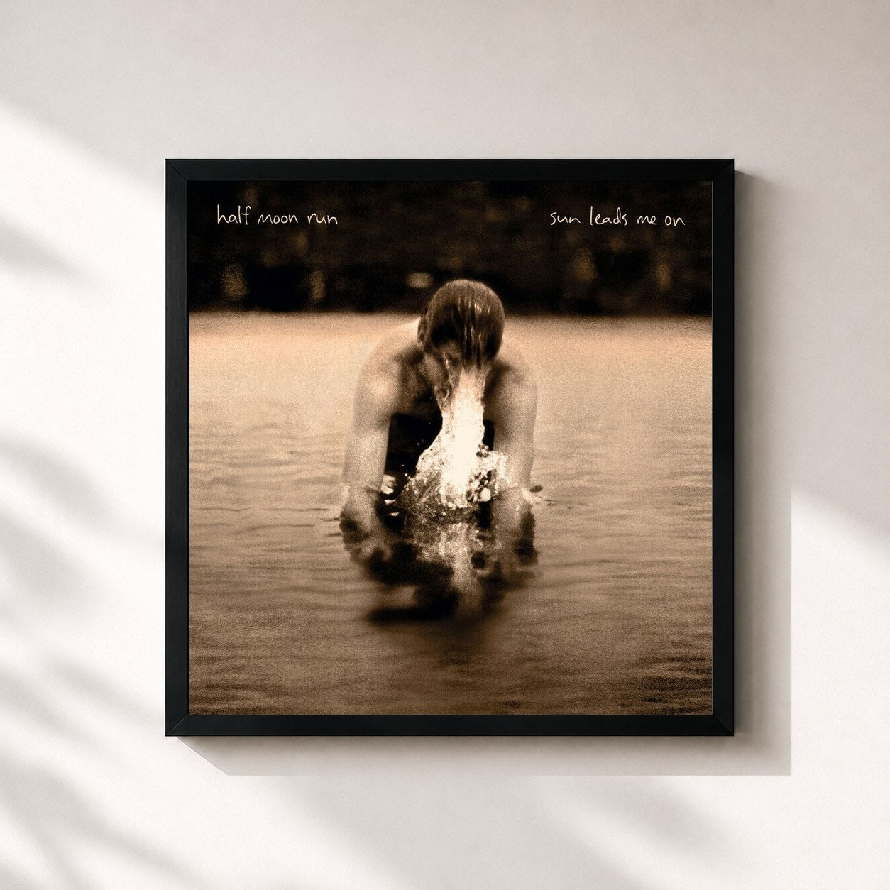 #noir Tableau carré de l'album Sun Leads Me On de Half Moon Run, cadre noir 32x32 cm