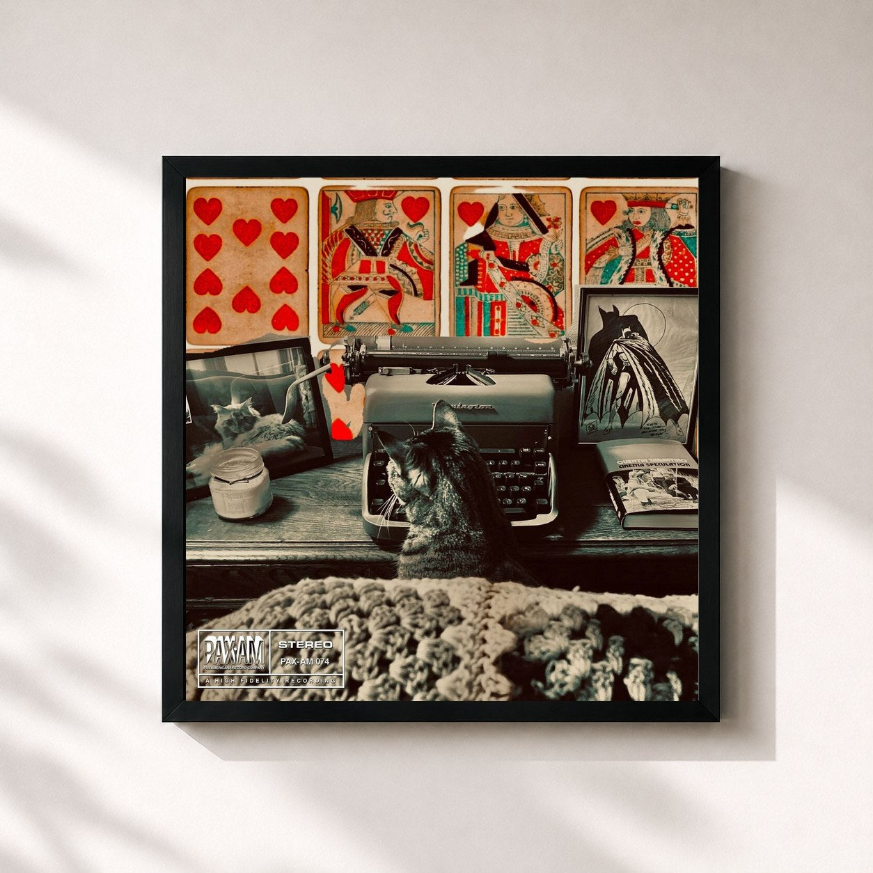 #noir Tableau carré de l'album Blood on the Tracks de Ryan Adams, cadre noir 32x32 cm