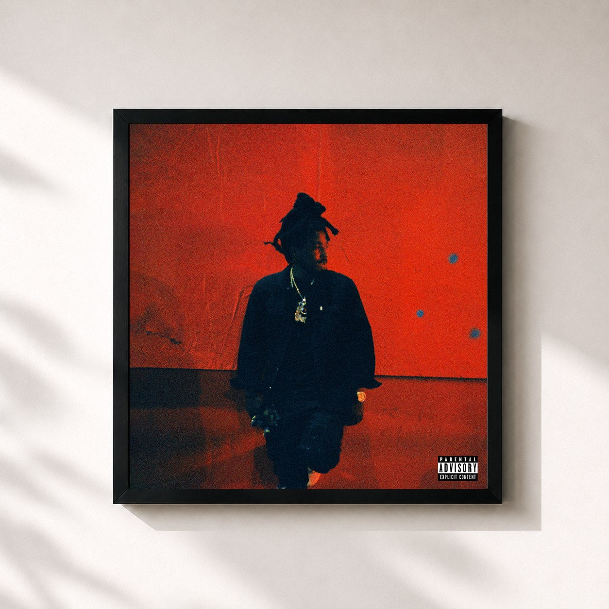 #noir Tableau carré de l'album Untreated Trauma de Mozzy, cadre noir 32x32 cm