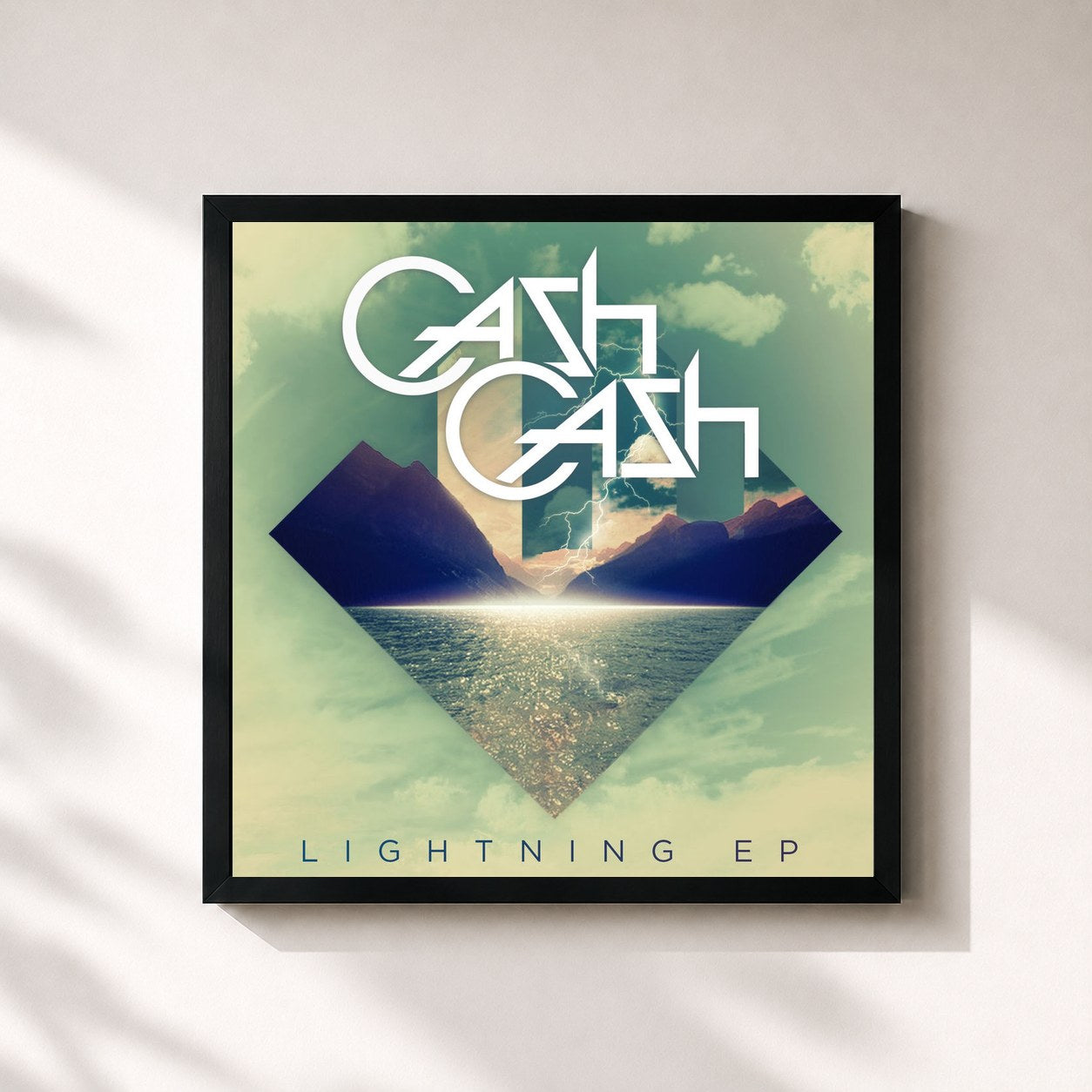 #noir Tableau carré de l'album Lightning EP de Cash Cash, cadre noir 32x32 cm