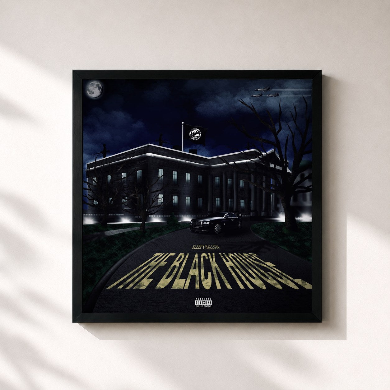 #noir Tableau carré de l'album The Black House de Sleepy Hallow, cadre noir 32x32 cm