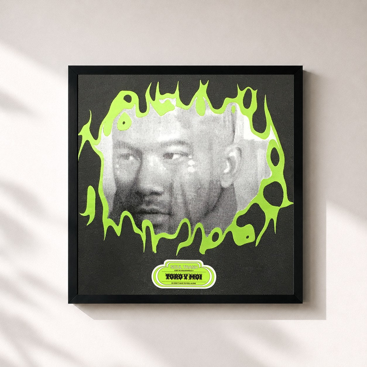 #noir Tableau carré de l'album Soul Trash de Toro Y Moi, cadre noir 32x32 cm