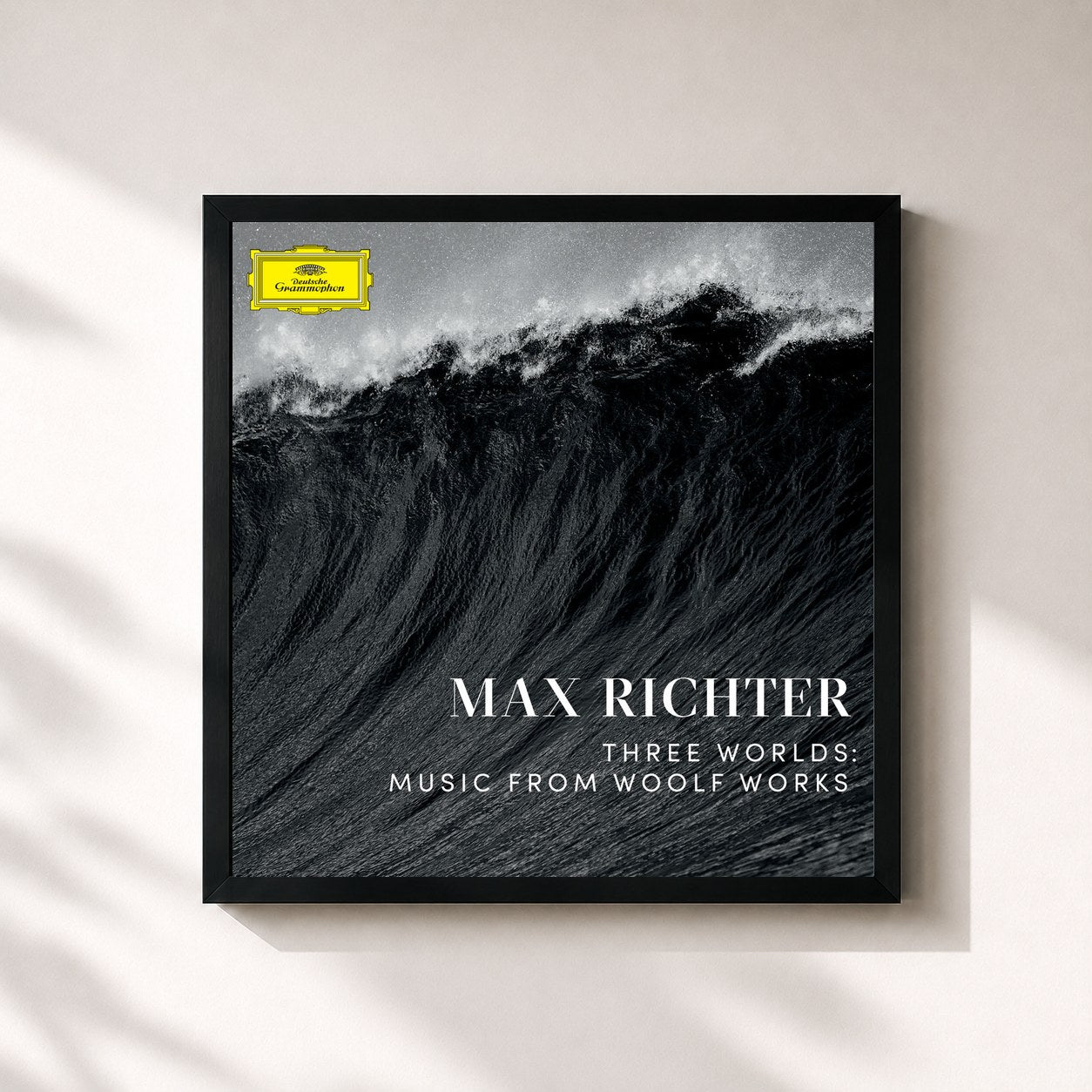 #noir Tableau carré de l'album Three Worlds: Music From Woolf Works de Max Richter, cadre noir 32x32 cm