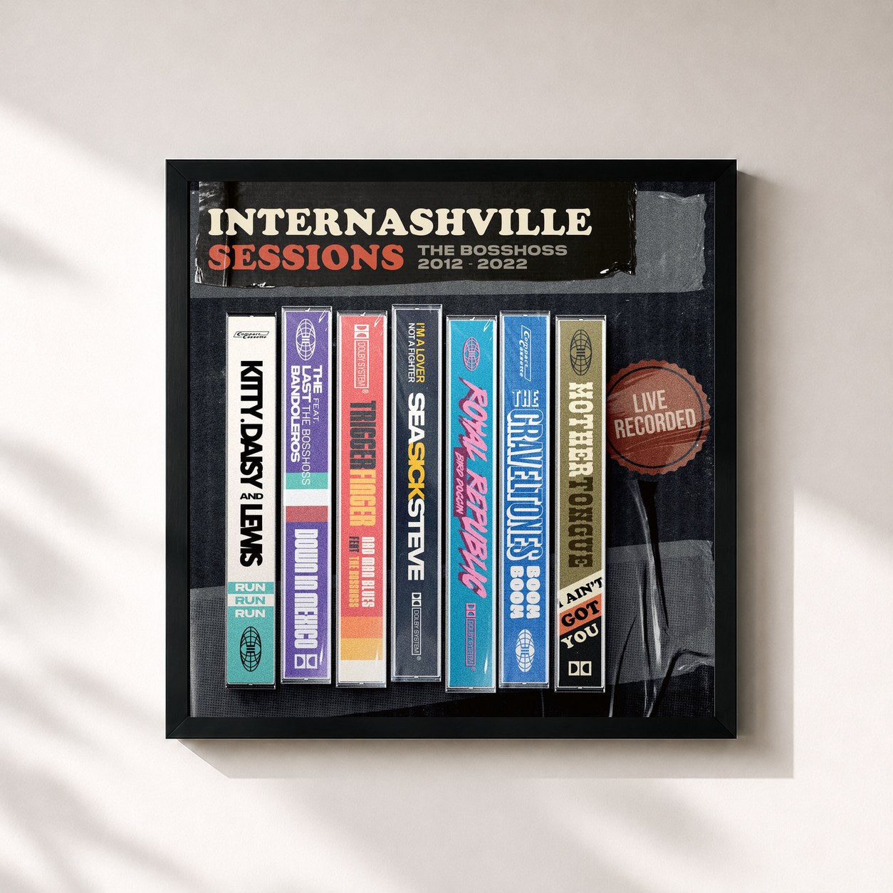 #noir Tableau carré de l'album Internashville Sessions de The BossHoss, cadre noir 32x32 cm