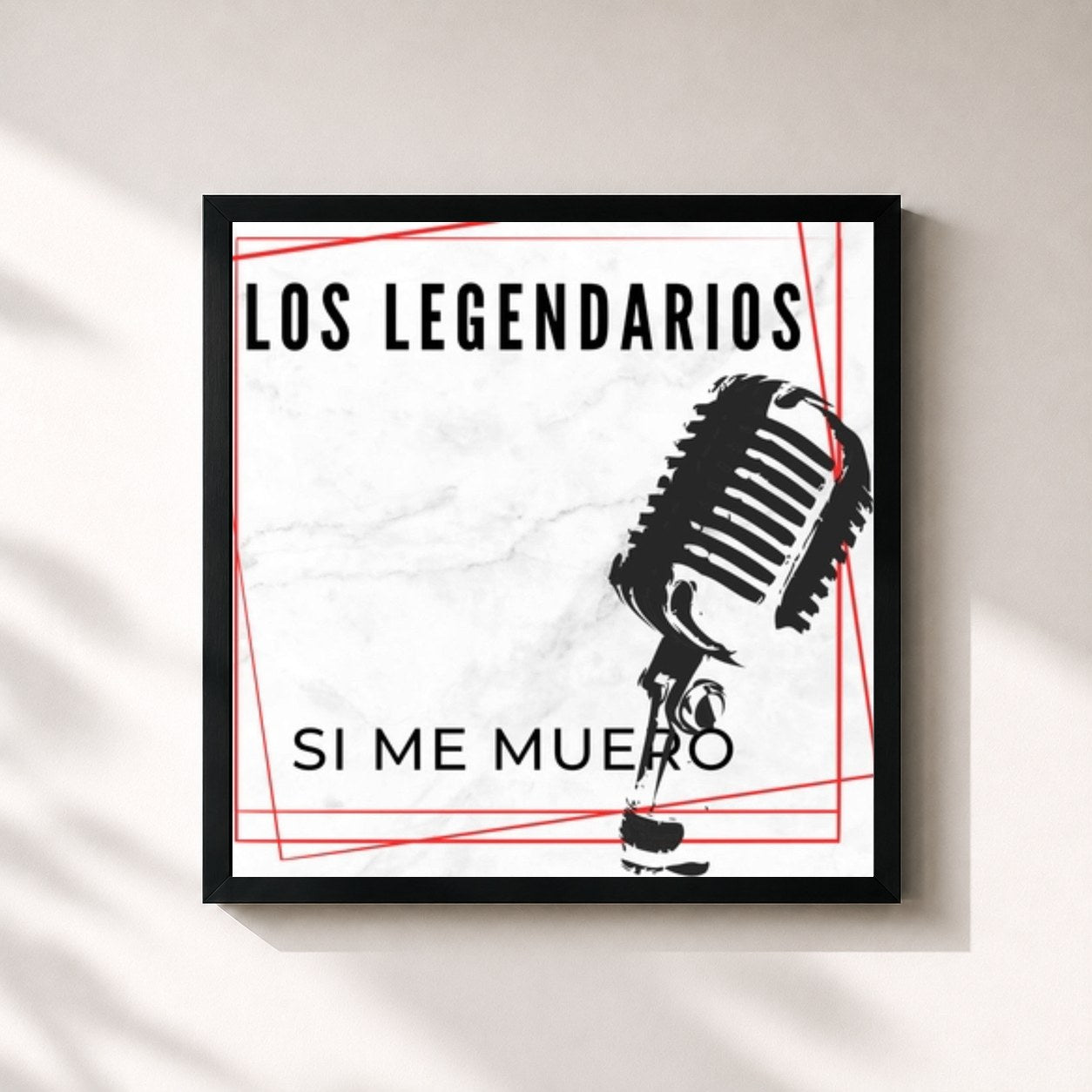 #noir Tableau carré de l'album Si Me Muero de Los Legendarios, cadre noir 32x32 cm
