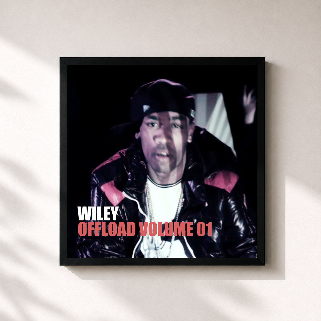 #noir Tableau carré de l'album Offload, Vol. 01 de Wiley, cadre noir 32x32 cm