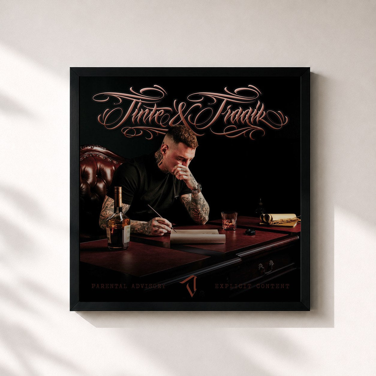 #noir Tableau carré de l'album Tinte & Tragik de Jaill, cadre noir 32x32 cm