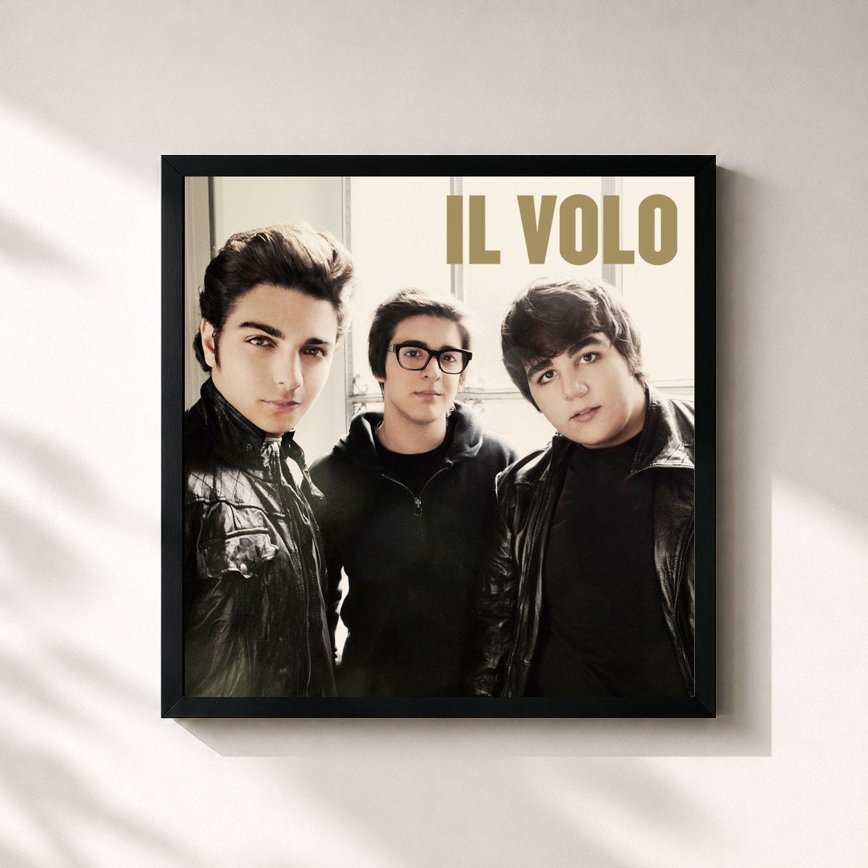 #noir Tableau carré de l'album Il Volo de Il Volo, cadre noir 32x32 cm