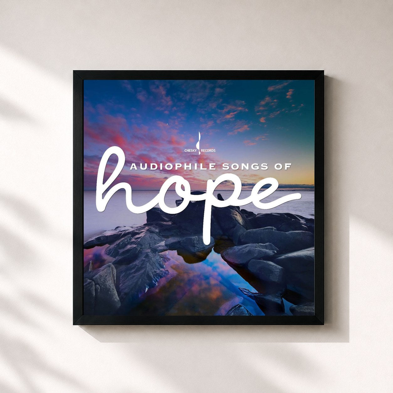 #noir Tableau carré de l'album Audiophile Songs of Hope de Anna Nalick, cadre noir 32x32 cm