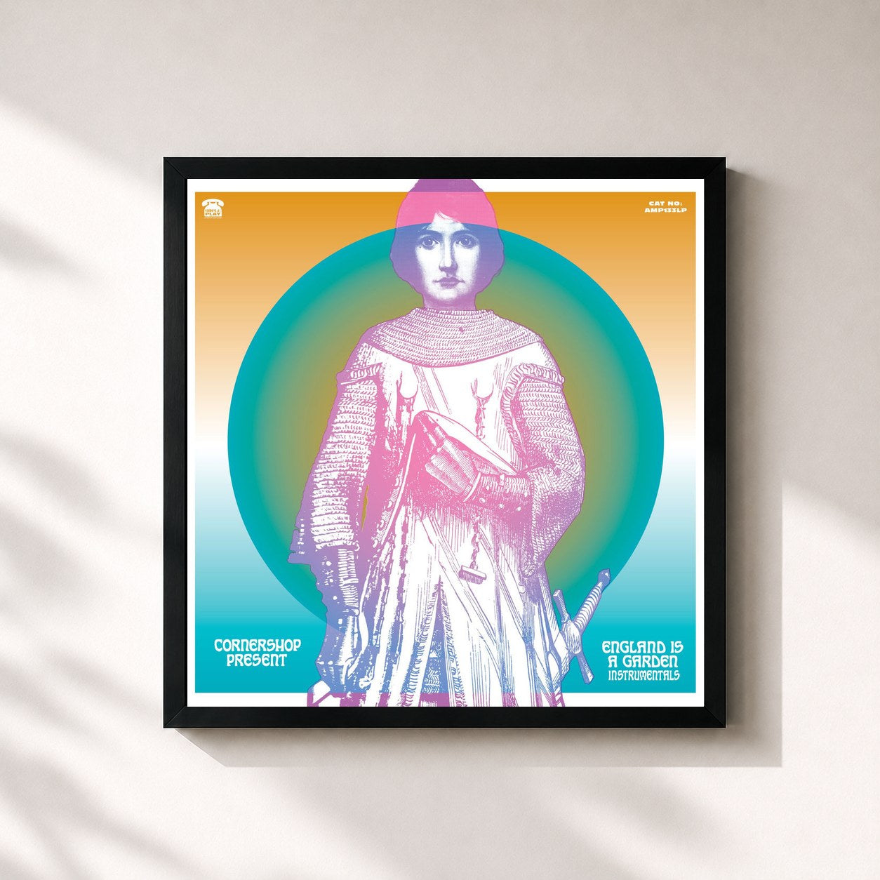 #noir Tableau carré de l'album England is a Garden Instrumentals (Instrumentals) de Cornershop, cadre noir 32x32 cm
