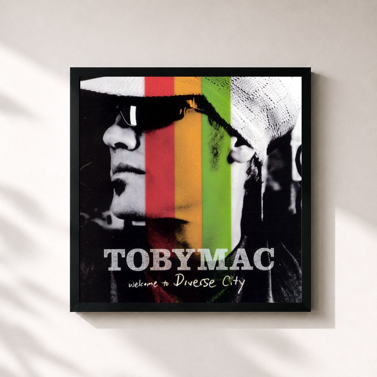 #noir Tableau carré de l'album Welcome To Diverse City de tobyMac, cadre noir 32x32 cm