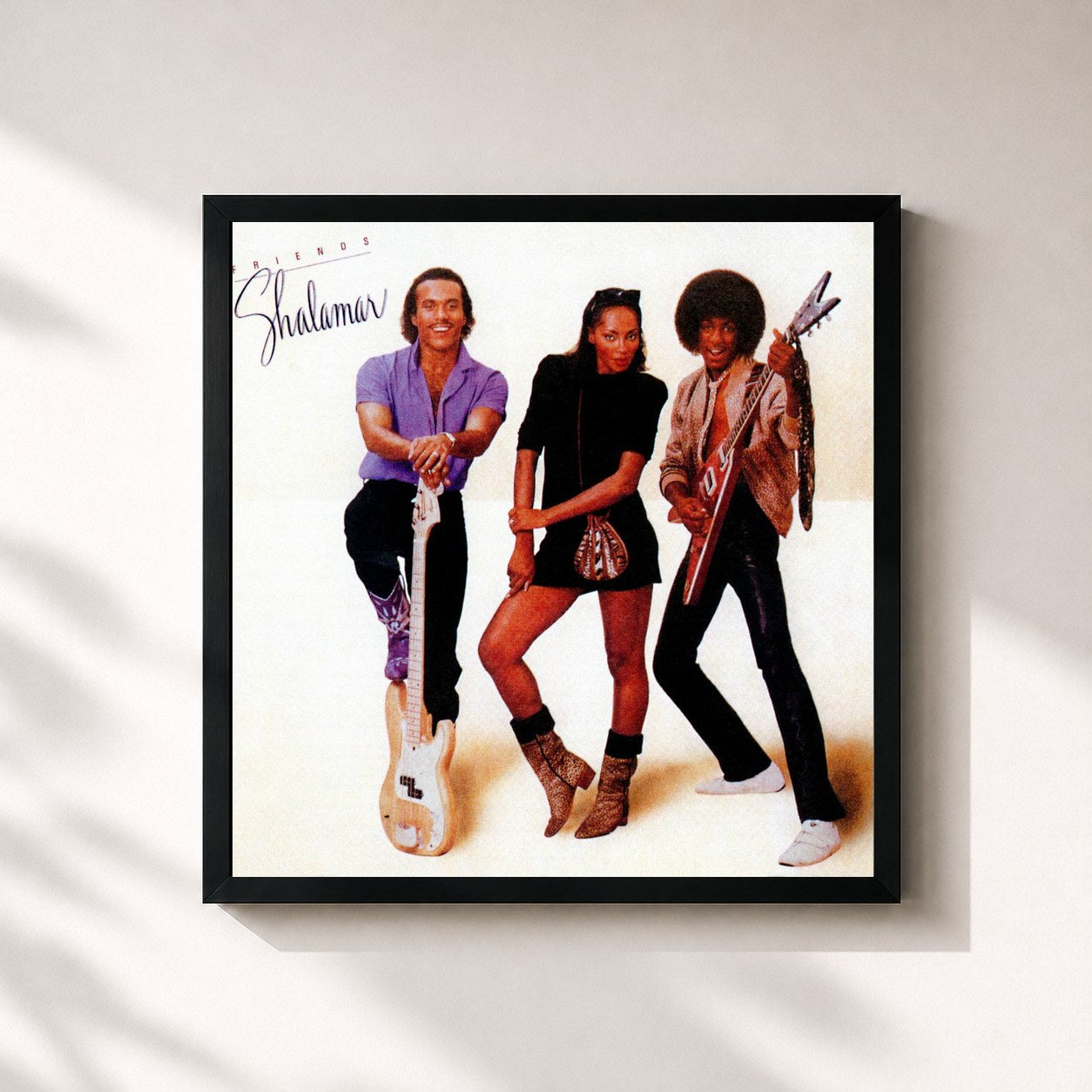 #noir Tableau carré de l'album Friends de Shalamar, cadre noir 32x32 cm