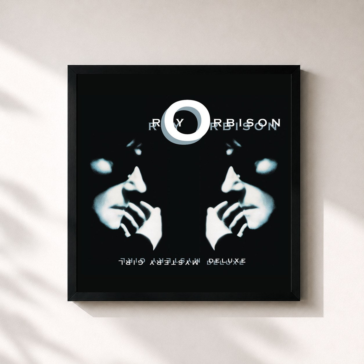 #noir Tableau carré de l'album Mystery Girl Deluxe de Roy Orbison, cadre noir 32x32 cm