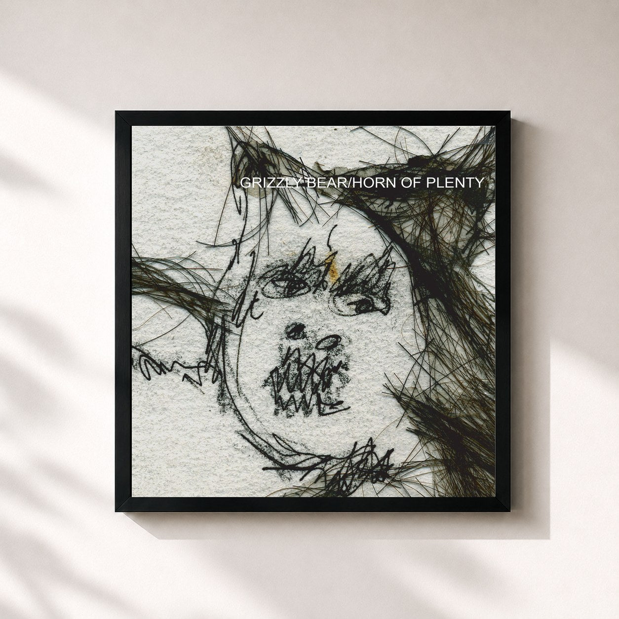 #noir Tableau carré de l'album Horn of Plenty de Grizzly Bear, cadre noir 32x32 cm