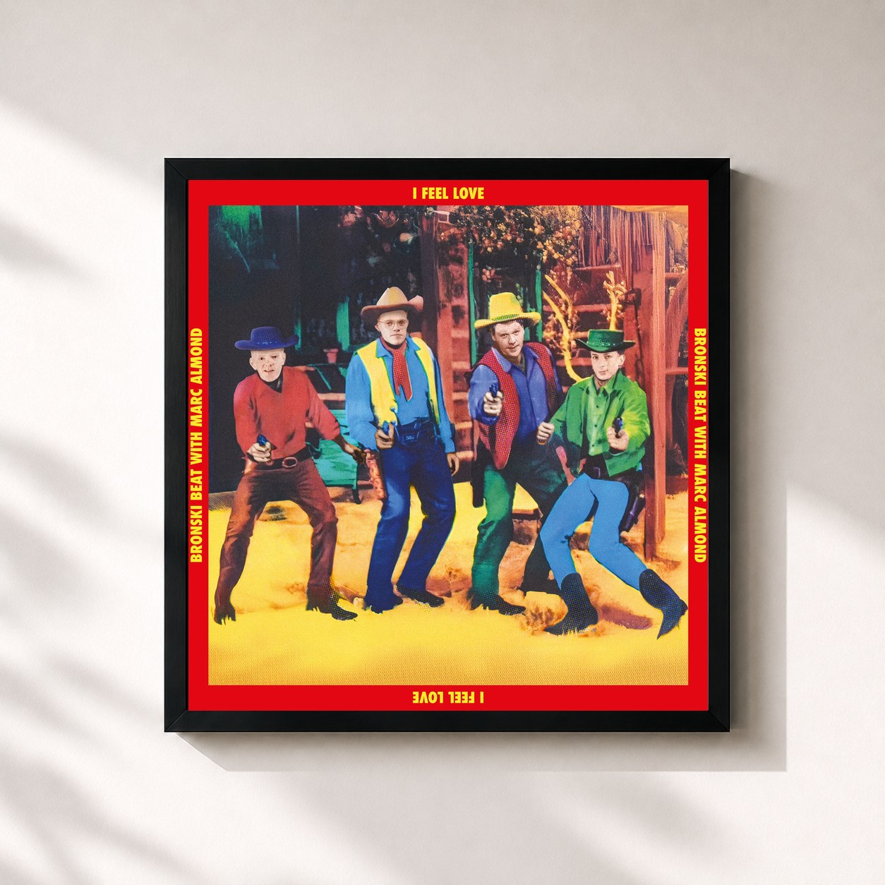 #noir Tableau carré de l'album I Feel Love de Bronski Beat, cadre noir 32x32 cm