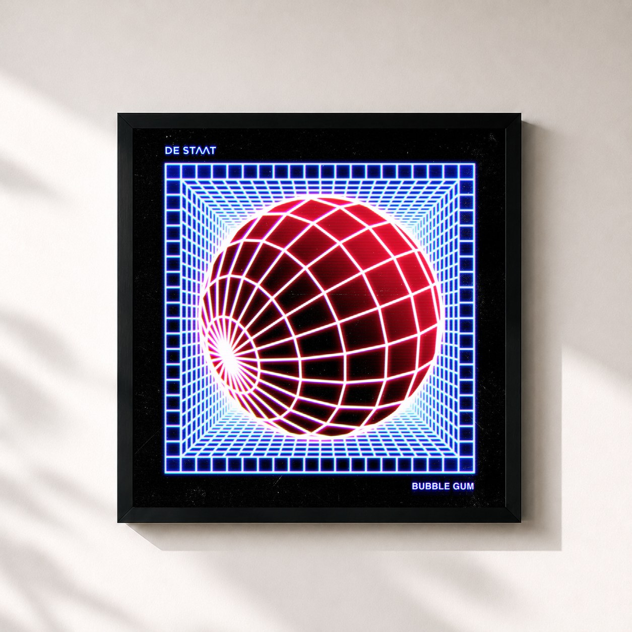 #noir Tableau carré de l'album Bubble Gum de De Staat, cadre noir 32x32 cm