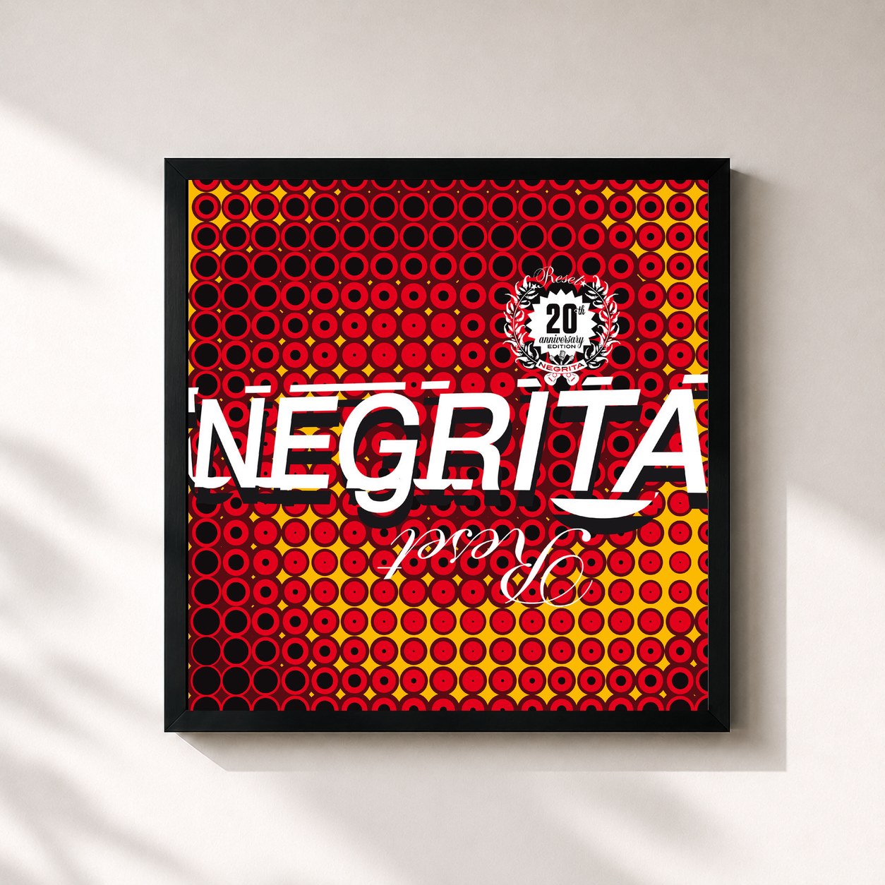 #noir Tableau carré de l'album Reset (20th Anniversary Edition / Remastered 2019) de Negrita, cadre noir 32x32 cm