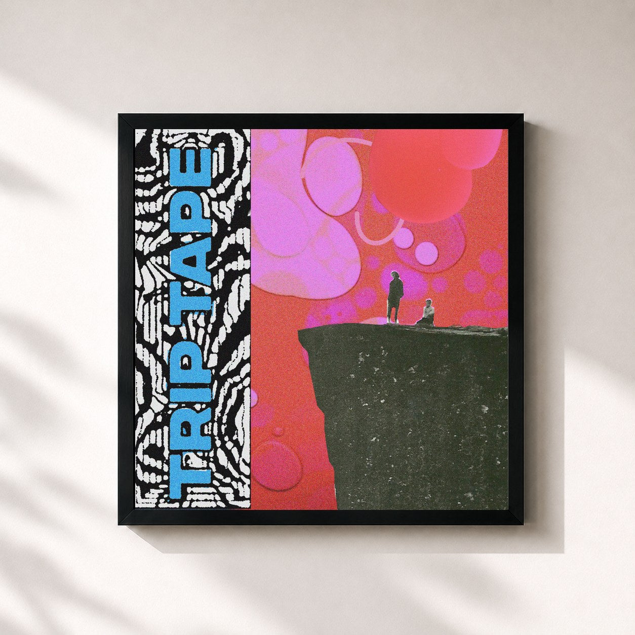 #noir Tableau carré de l'album Trip Tape de Milky Chance, cadre noir 32x32 cm