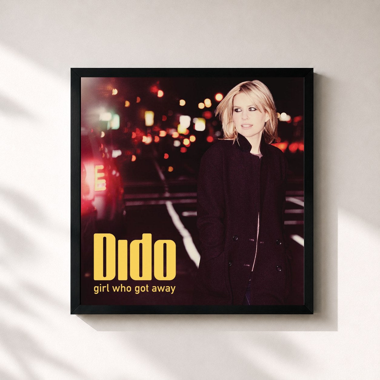 #noir Tableau carré de l'album Girl Who Got Away de Dido, cadre noir 32x32 cm