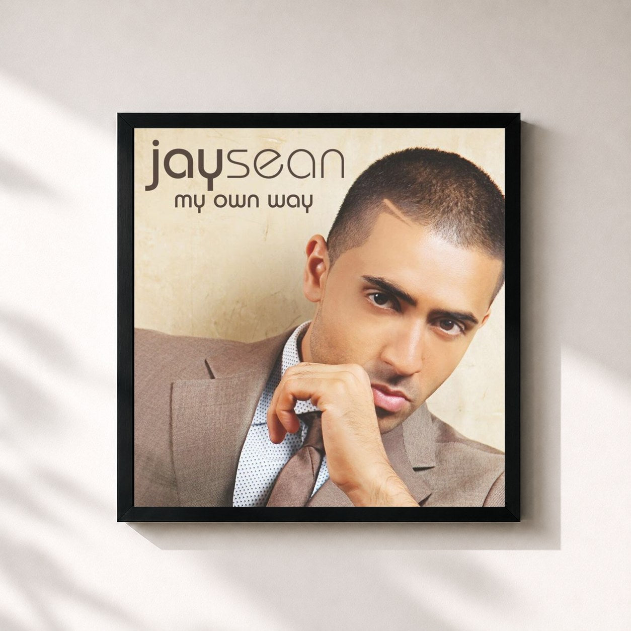#noir Tableau carré de l'album My Own Way (Hindi Version) de Jay Sean, cadre noir 32x32 cm