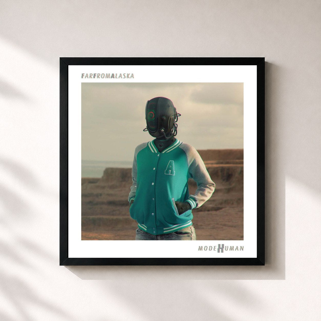 #noir Tableau carré de l'album Modehuman de Far From Alaska, cadre noir 32x32 cm