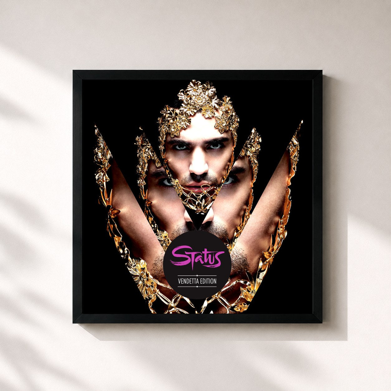 #noir Tableau carré de l'album Status (Vendetta Edition) de Marracash, cadre noir 32x32 cm