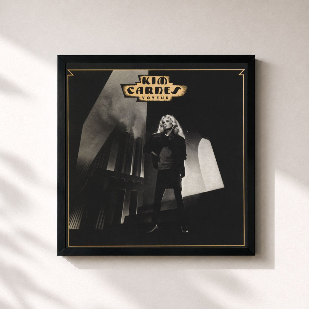 #noir Tableau carré de l'album Voyeur de Kim Carnes, cadre noir 32x32 cm