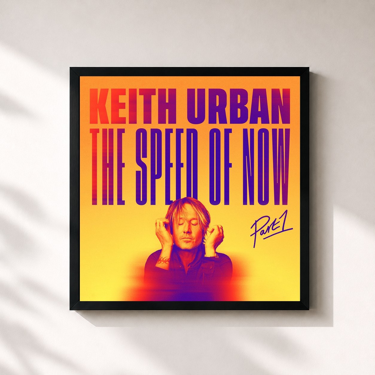 #noir Tableau carré de l'album THE SPEED OF NOW Part 1 de Keith Urban, cadre noir 32x32 cm