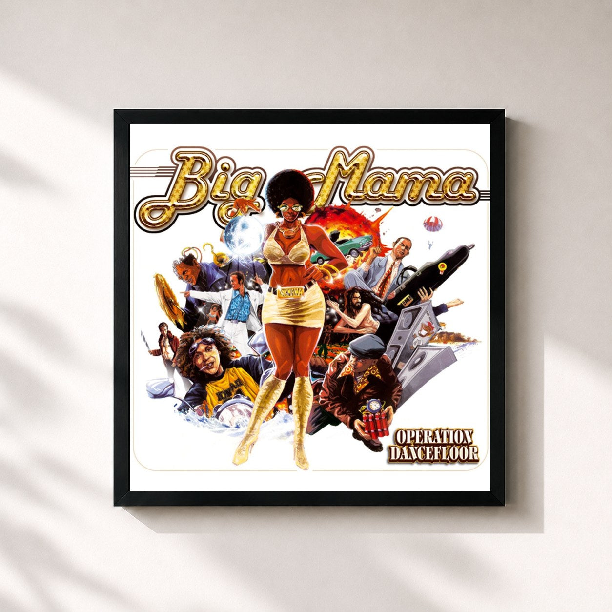 #noir Tableau carré de l'album Operation dancefloor de Big Mama, cadre noir 32x32 cm