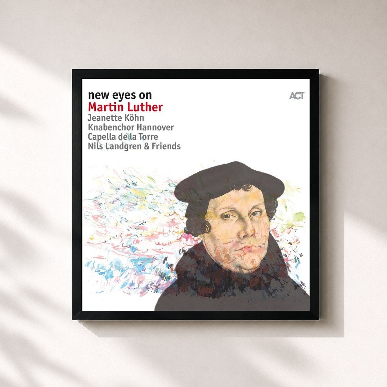 #noir Tableau carré de l'album New Eyes on Martin Luther de Nils Landgren, cadre noir 32x32 cm