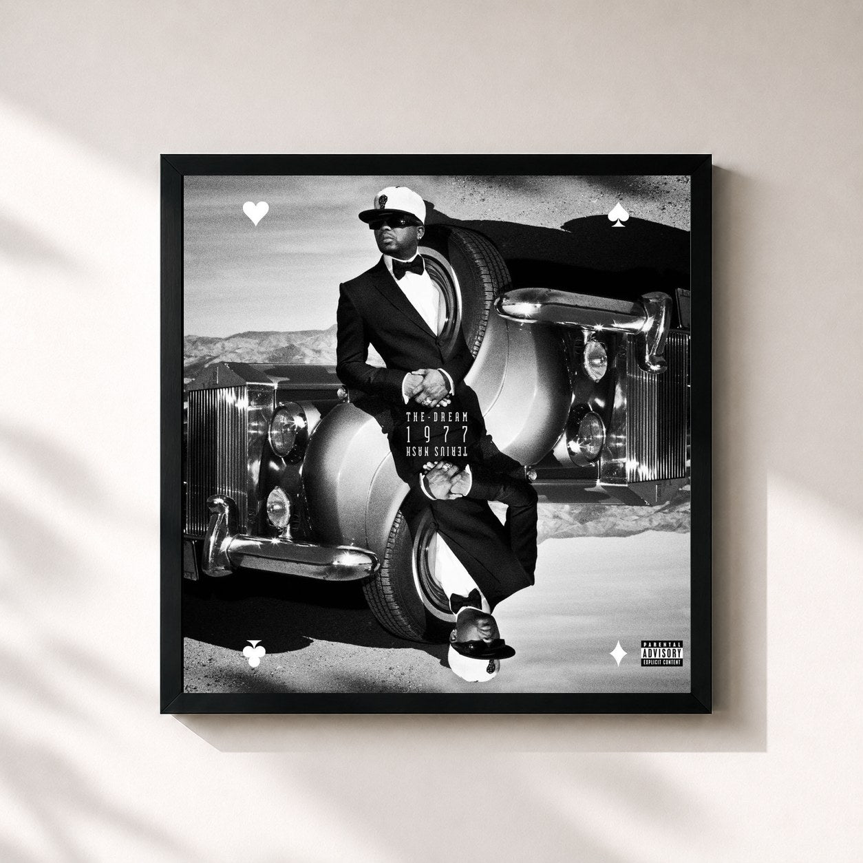 #noir Tableau carré de l'album Terius Nash : 1977 de THE-DREAM, cadre noir 32x32 cm