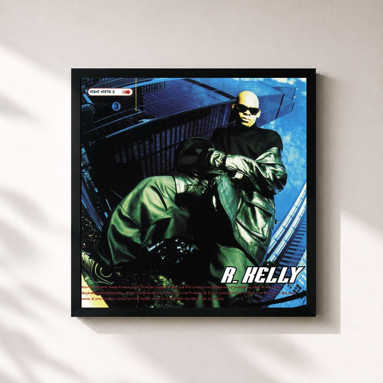 #noir Tableau carré de l'album R. Kelly de R. Kelly, cadre noir 32x32 cm