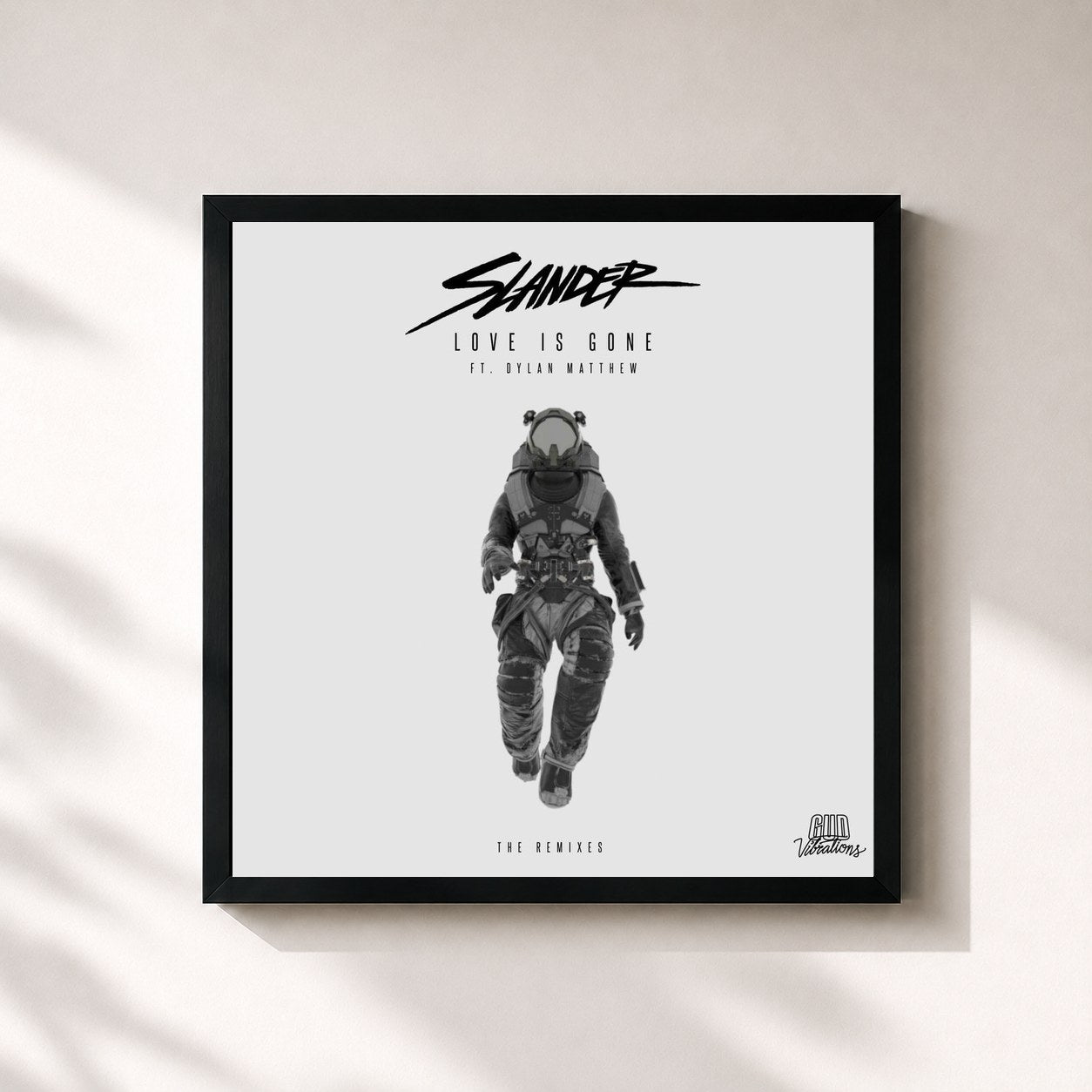 #noir Tableau carré de l'album Love Is Gone (The Remixes) de Slander, cadre noir 32x32 cm