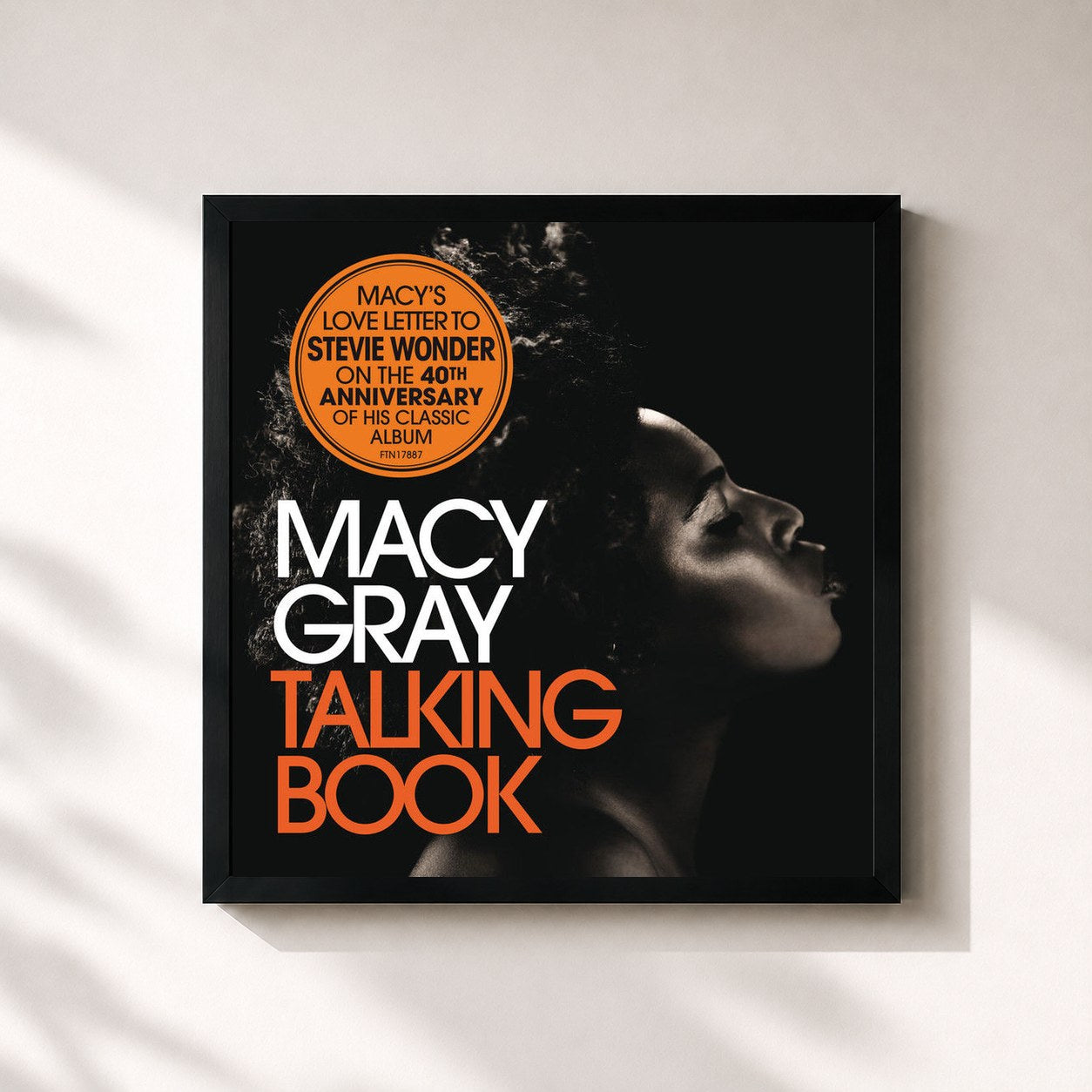 #noir Tableau carré de l'album Talking Book de Macy Gray, cadre noir 32x32 cm